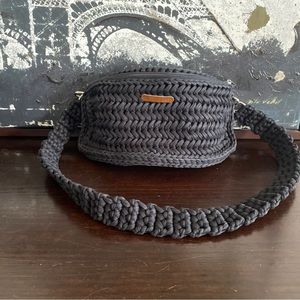 Black Woven Crossbody Bag